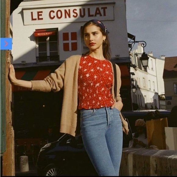 Rouje | Tops | Rouje Norman Top Blouse Red White Floral Xs 34